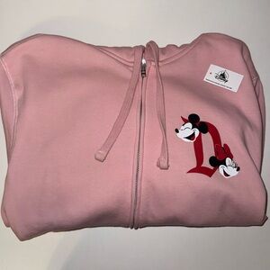 Disneyland Mickey & Minnie Valentines Day Zip Up Hoodie NWT